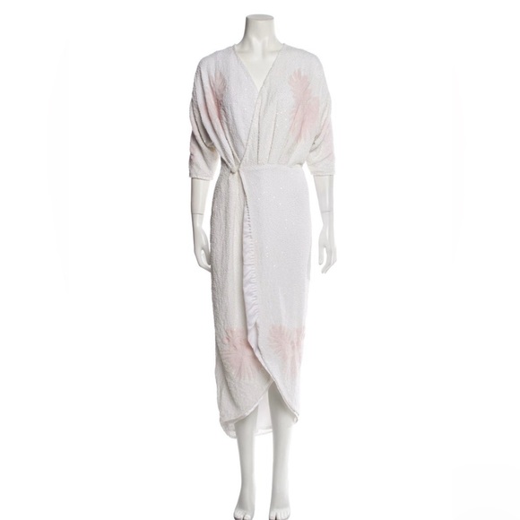Retrofete v-neck long beaded wrap dress sz small 🌸